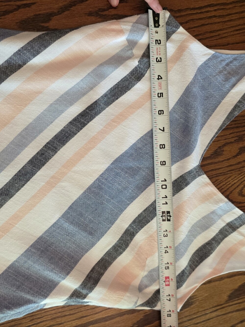 Striped Linen Blend Sleeveless Midi Dress Blue Pink White V-Neck Lined Size S - Picture 11 of 13